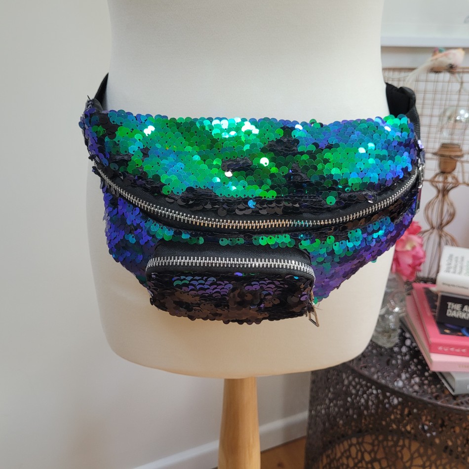 Green Sequin Bum Bag