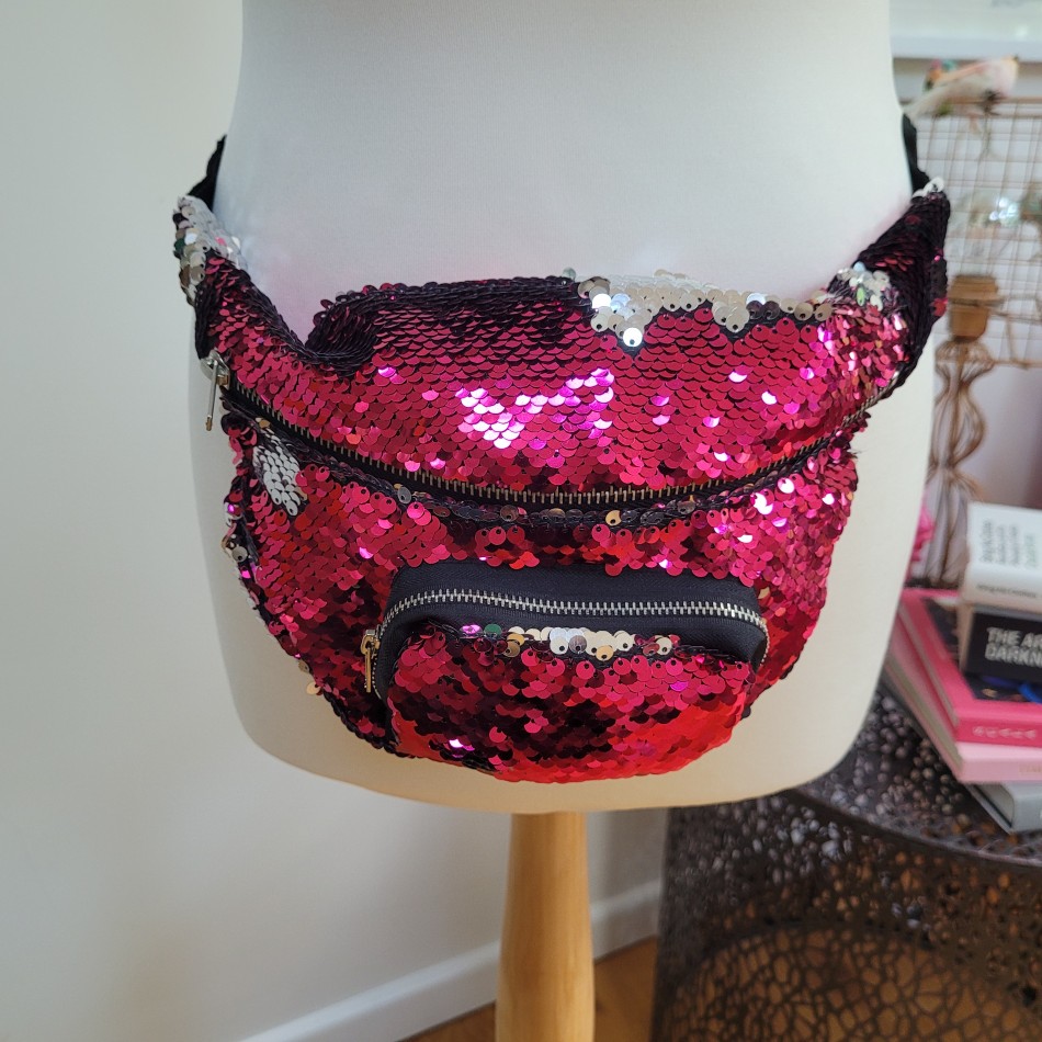 Raspberry Sequin Bum Bag