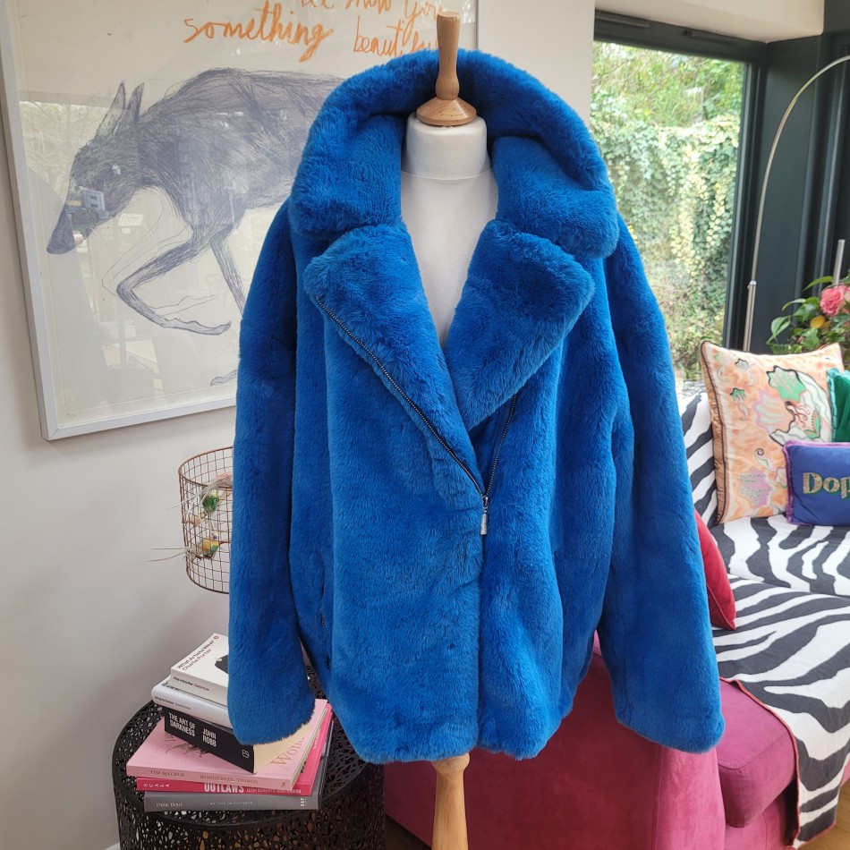 Blue Faux Fur Jacket