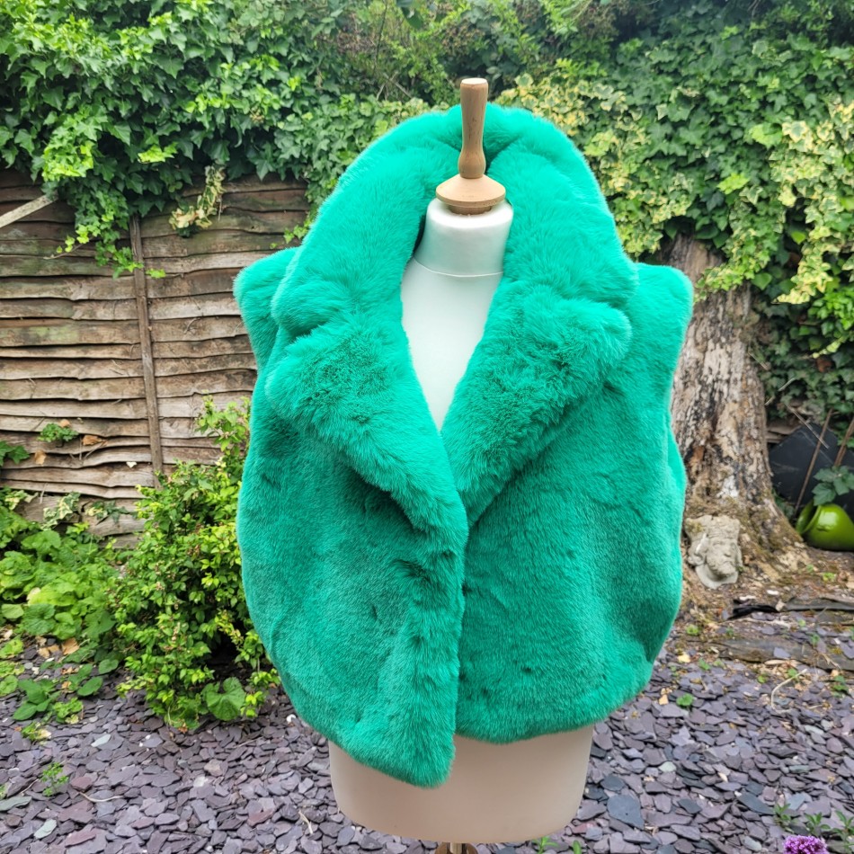 Green Faux Fur Gilet