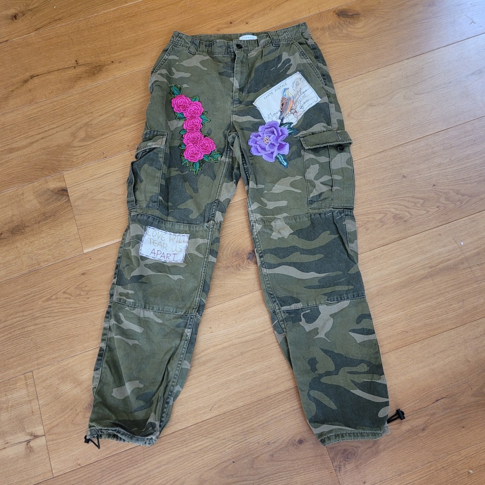 Love Will Tear Us Apart Upcycled Camo Pants