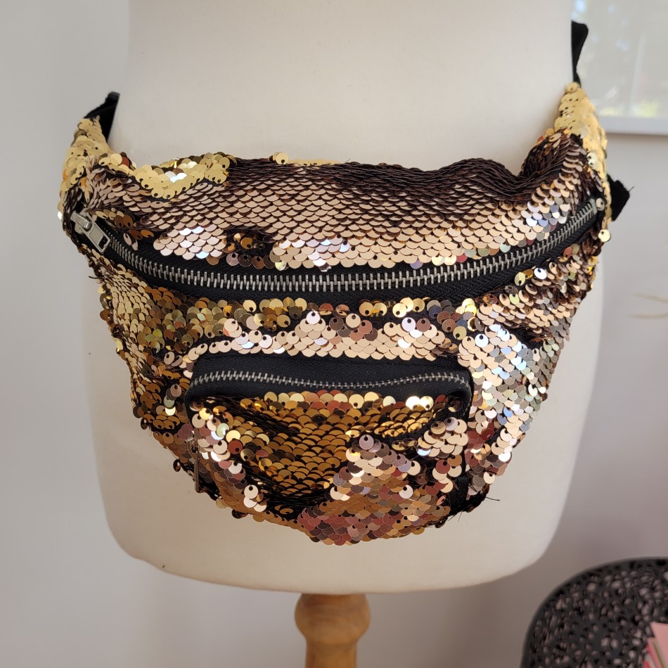 Gold and Bronze Sequin Bum Bag