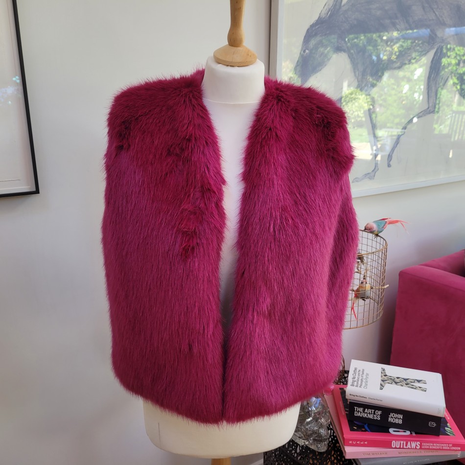 Raspberry Faux Fur Gilet