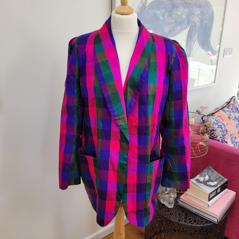 Raw Silk Check Jacket