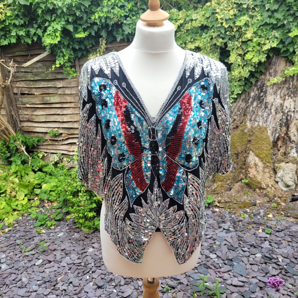 Vintage Silk Butterfly Top