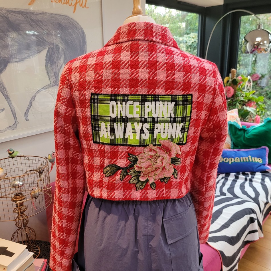 Plaid Cropped Upcycled Jacket