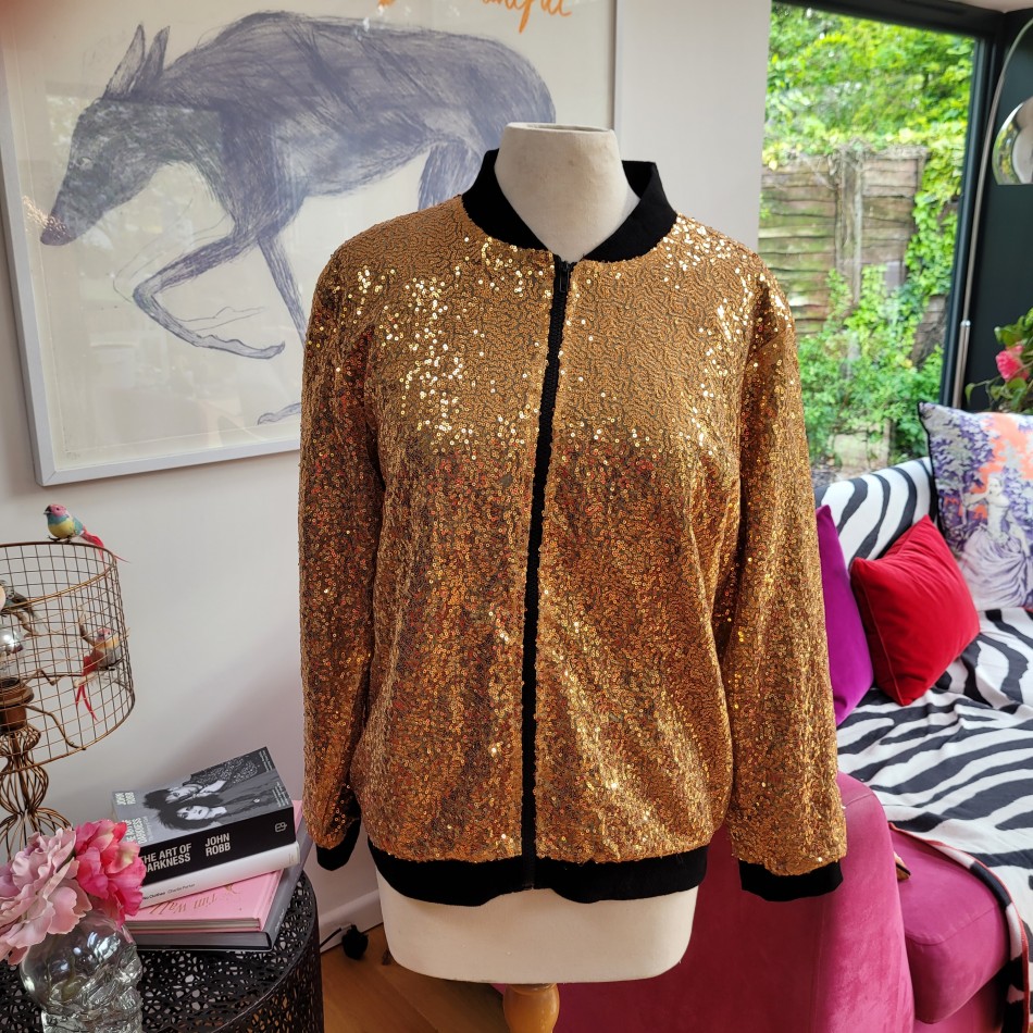 Gold Sequin Bomber