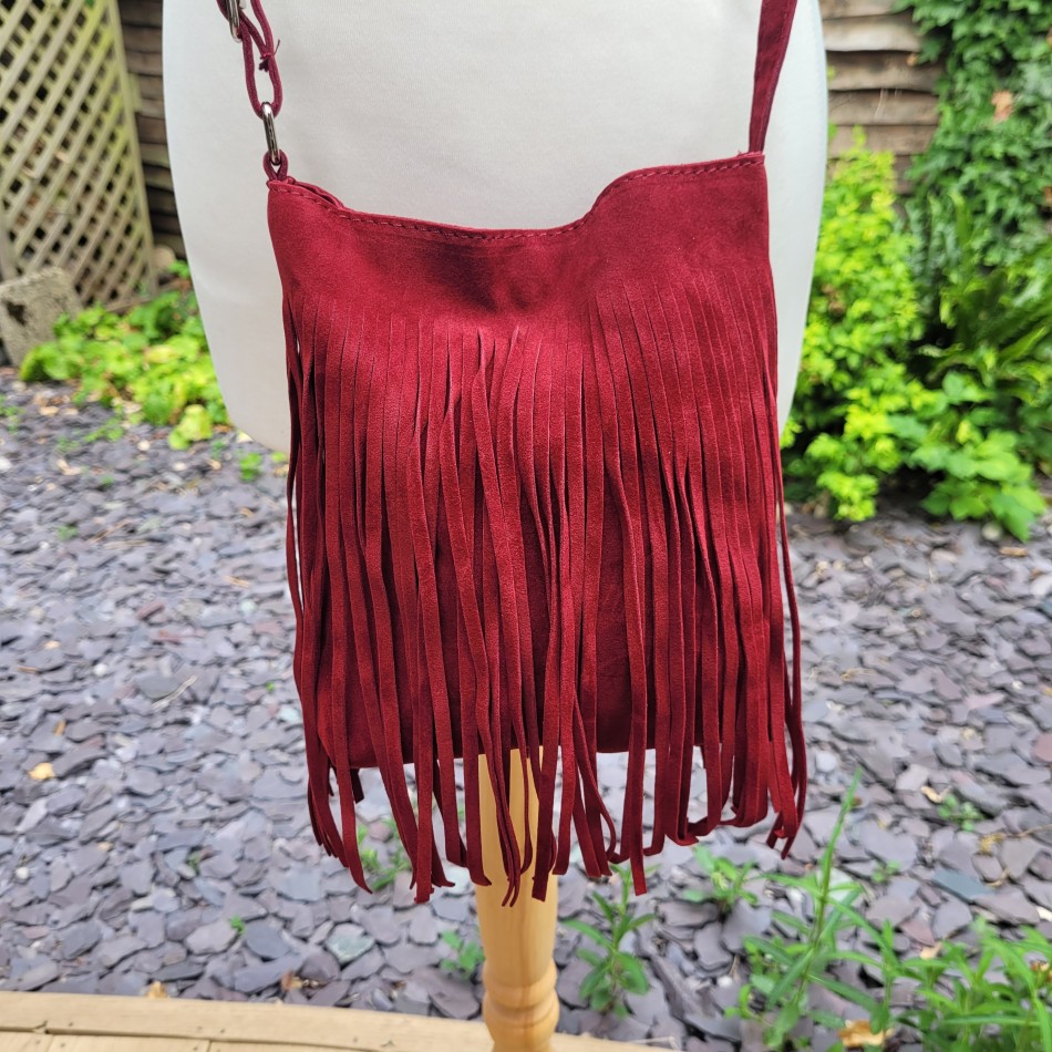 Faux Suede Fringe Bag