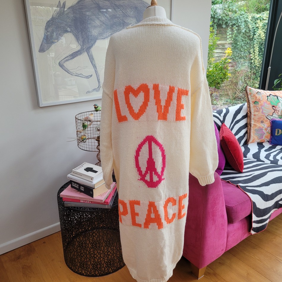 Cream Love and Peace Cardigan