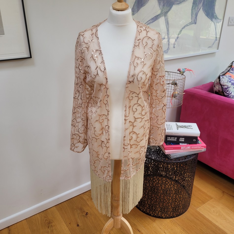 Pale Pink Sequin Kimono