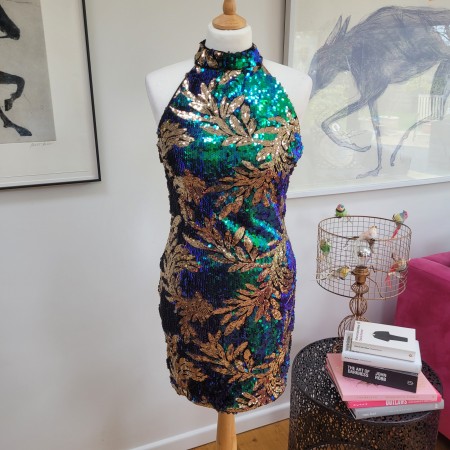 Green and Gold Sequin Dress