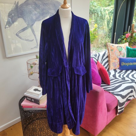 Blue Velvet Duster Coat
