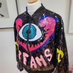 Cartoon Sequin Bomber Jacket