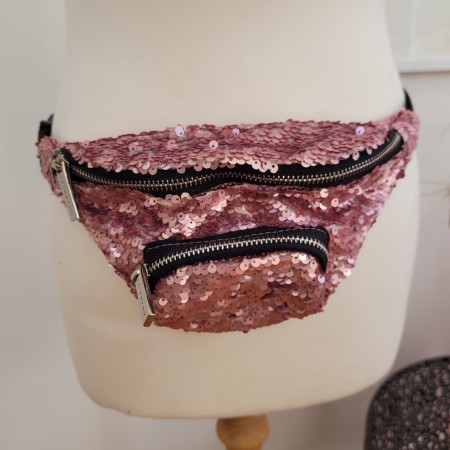 Rose Pink Sequin Bum Bag
