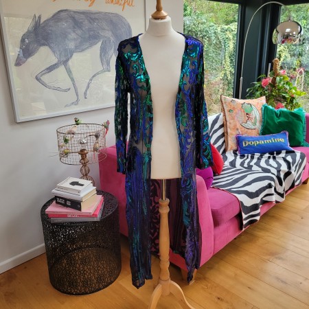 Green Sequin Kimono