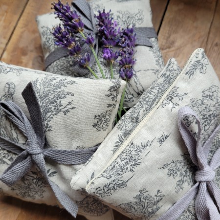 Grey Toile de Jouy Lavender Bags