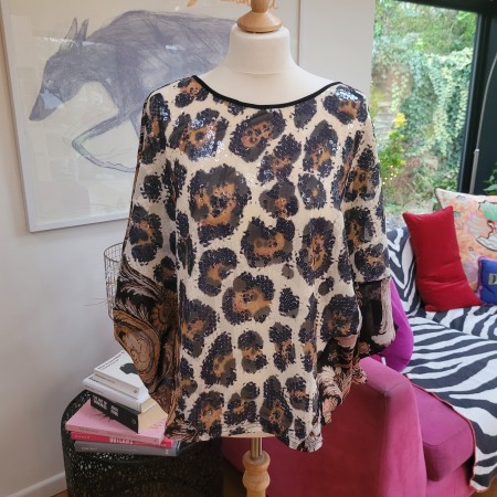 Leopard Print Batwing Top