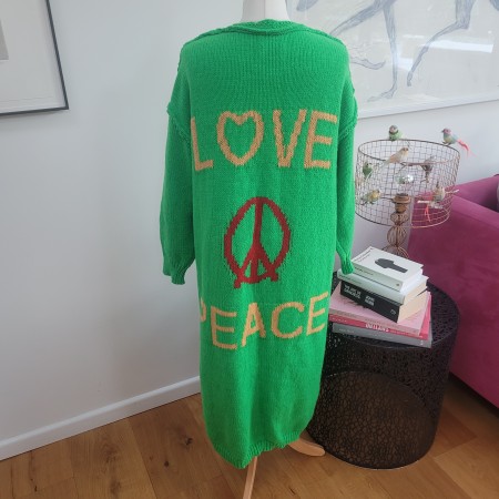 Love Peace Cardigan Green
