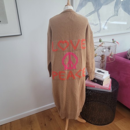 Love and Peace Cardigan Beige