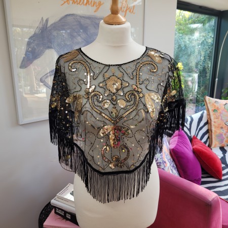 Short Sequin Poncho