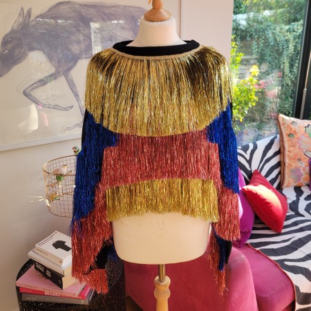 Gold Pink and Blue Tinsel Jumper