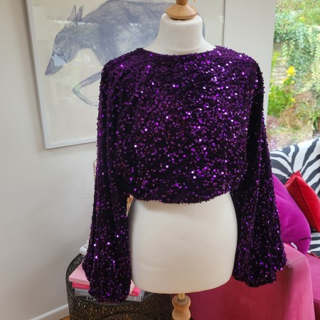 Purple Sequin Batwing Top