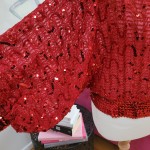 Orange Sequin Batwing Top
