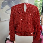 Orange Sequin Batwing Top
