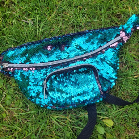 Turquoise Sequin Bum Bag