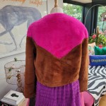 Pink and Brown Faux Fur Jacket