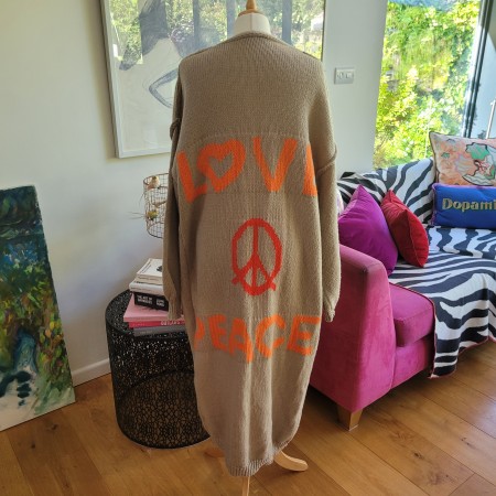 Love and Peace Cardigan Beige