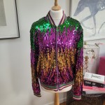 Purple Sequin Bomber